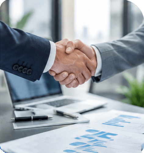 Professional business partnership handshake